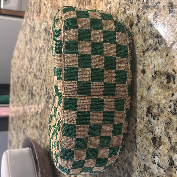 Maeve Beaded Green and Cream Checkered Bag - perfect condition! - Picture 12 of 13